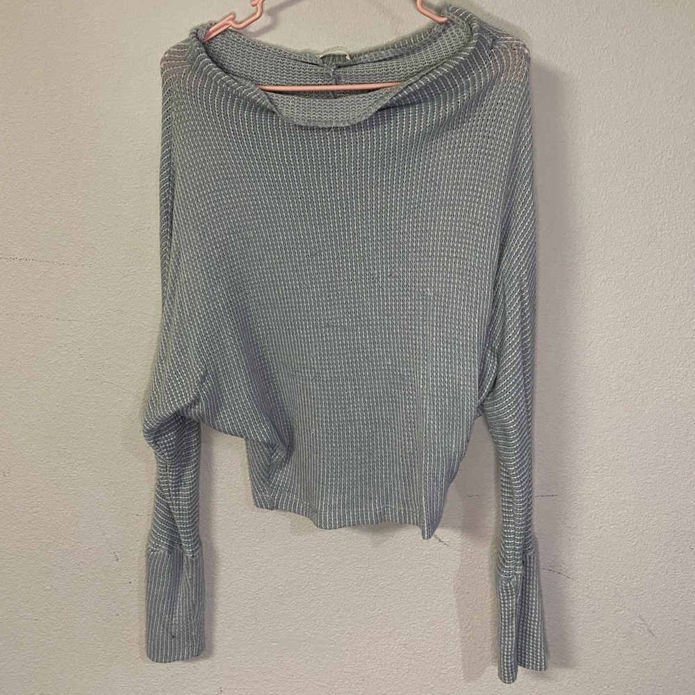 Thin Knit Baby Blue and White Sweater